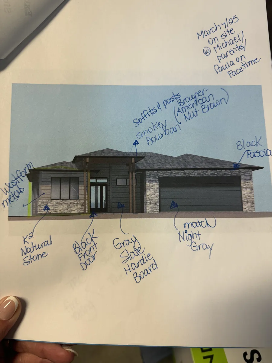 Mike Petersen's working elevation drawing with markups