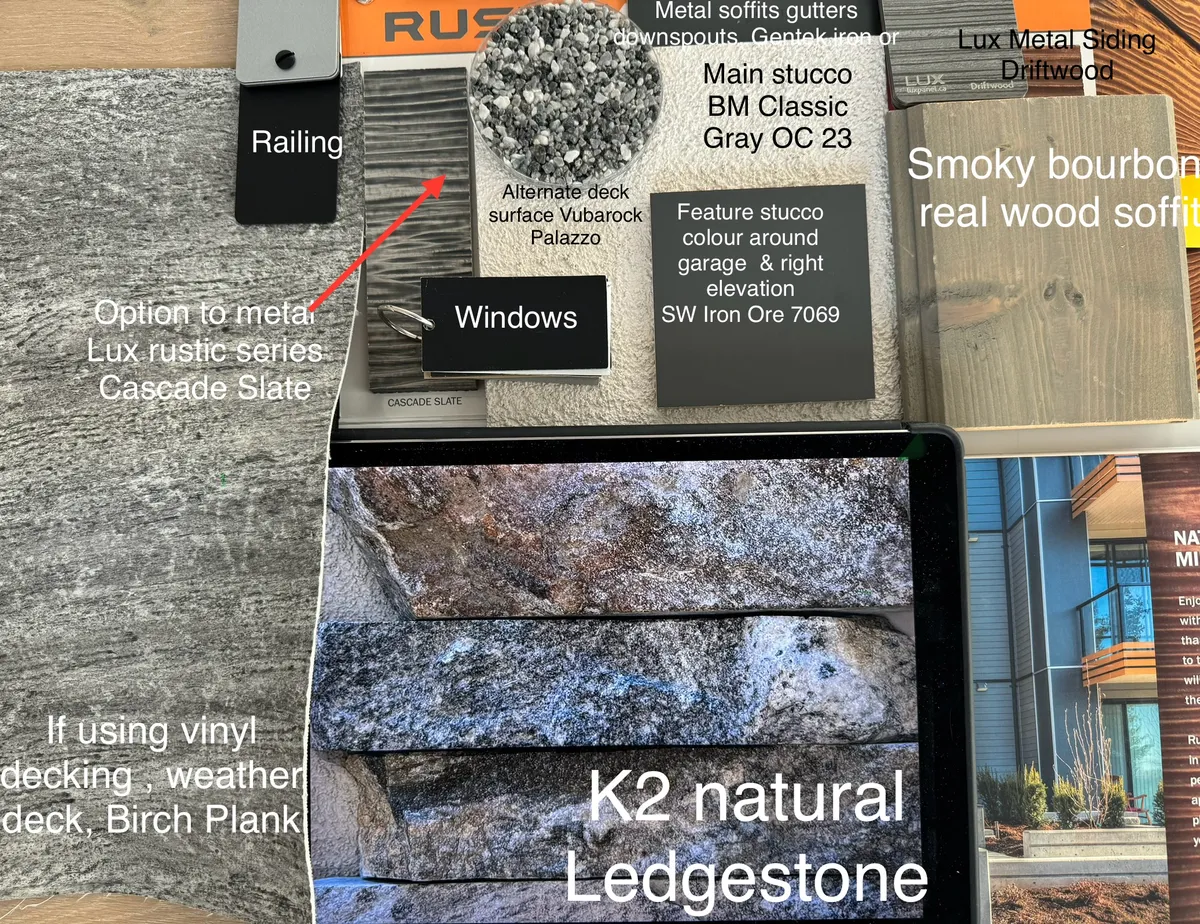 Texture board with stone and siding samples